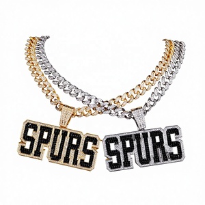 สร้อยคอจี้รูปถ้วยแชมป์ San Antonio Spurs สุดฮิต ดีไซน์หรูหรา สไตล์ฮิปฮอป ชุบทอง/เงิน ประดับเพชรโมอิสซาไนต์ พร้อมสายคิวบา - Product Image 1