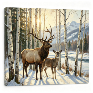 Pintura al Óleo Nórdica de Naturaleza Muerta, 100*100CM, Pintada a Mano, Impresionista, Arte Profesional en Lienzo, Decoración Nórdica para el Hogar con Diseño de Alce y Ciervo - Product Image 6