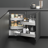 Panier d'angle ARTSTEEL à double niveau, côté droit, en alliage d'aluminium, pliable, étanche, résistant à la rouille, à fixation par boulons, pour rangement de cuisine