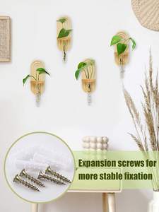 Vase à tubes tests suspendus, ensemble de 4 vases séparés mur de plantes en bois <span class=keywords><strong>pour</strong></span> culture hydroponique intérieure de plantes - Product Image 6