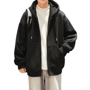 Váy màu xanh lá cây 480 GSM màu V Đơn Độc Thanh Niên Mock Neck Hoodies