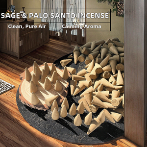 Coni di Incenso Artigianali Naturali di Salvia Bianca e <span class=keywords><strong>Palo</strong></span> <span class=keywords><strong>Santo</strong></span>, Aromaterapia per Casa, Meditazione e Relax - Product Image 2