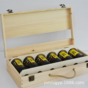 Caja de Madera para Seis Botellas de Vino, de Pino Macizo, con Tapa Abatible, para Almacenamiento de Bebidas, Hecha a Mano, Grosor Personalizable - Product Image 3