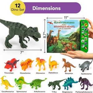 Dinosauro giocattolo Set per bambini libro sonoro con ruggiti realistici e 12 grandi figure Dino Set di gioco educativo per i più piccoli - Product Image 3