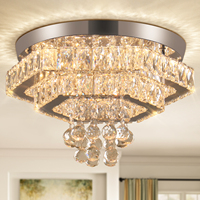 Moderne K9 Cristal LED Double Couche Plafonnier Lustre Élégant Pendentif Éclairage pour Chambre Salon Cuisine Couloir