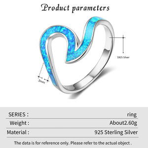 Wholesale S925 sterling silver geometric opal <b>rings</b> suitable for women's everyday wear fashionable jewelry - Product Image 2