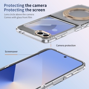 Custom Magnetic Clear <b>Phone</b> Case for Samsung Z Flip 8 7 6 5 4 3 With 360° Stand Front <b>Screen</b> <b>Protector</b> Shockproof Hard Cover - Product Image 3