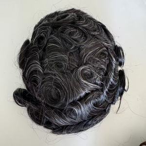 วิกผมผู้ชายแบบชิ้นเดียว รุ่น 1B20 สีดำธรรมชาติ ทรงผมด้านหลัง วิกผมผู้ชายศีรษะล้าน ผมแท้ แผ่นปิดผมด้านบน ผลิตจากโรงงาน - Product Image 1