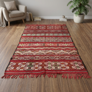 Tapis tribal fait main, kilim marocain, tapis berbère en laine, tapis rectangulaires avec support en jute, pour la maison, le salon, vente en gros, noués à la main - Product Image 3