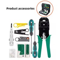 Kit d'outils de réparation de réseau Home Hardware Set Outils à main en acier inoxydable y compris testeur d'installation de câble de réseau tête de cristal