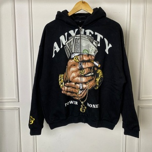 Felpe Oversize Casual con Zip e Logo Personalizzato, Stampa DTG, <span class=keywords><strong>Abbigliamento</strong></span> Streetwear <span class=keywords><strong>Hip</strong></span> <span class=keywords><strong>Hop</strong></span> <span class=keywords><strong>per</strong></span> Uomo - Product Image 1