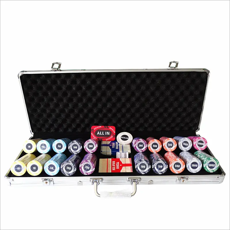 500pcs Texas Hold'em Poker Chip Game Set Including Upper Deck, Gift To Friends, Us Playing Card