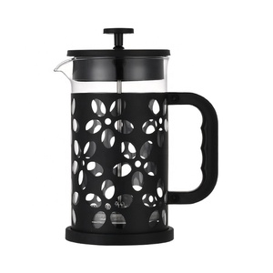Personnalisé et vente en gros poignée de <span class=keywords><strong>grain</strong></span> de bois cafetière en verre borosilicate théière cafetière presse française - Product Image 3