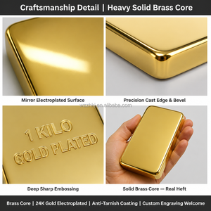 Empaque Personalizado, Barra de <span class=keywords><strong>Oro</strong></span> Sólida No Magnética de Latón, <span class=keywords><strong>1</strong></span> <span class=keywords><strong>Kilo</strong></span>, <span class=keywords><strong>1</strong></span> KG, 1000g, Barra de <span class=keywords><strong>Oro</strong></span> Falsa Chapada en <span class=keywords><strong>Oro</strong></span> de 24K, Barra Chapada en <span class=keywords><strong>Oro</strong></span> de 500 Gramos - Product Image 4