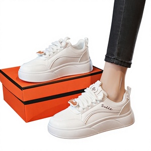 Zapatillas Deportivas Casuales de Mujer con Cordones Blancas de Suela Gruesa, Novedad Primavera 2026, Parte Superior Sintética, Cómodas y Duraderas, Combinan con Todo - Product Image 1