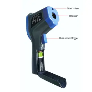Pengukur suhu termometer Laser IR, pengukur suhu inframerah tanpa kontak nirkabel LCD Digital IR untuk industri
