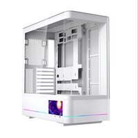 Jungle Leopard Desktop Gaming PC Case pour Mid Tower MATX/ITX Verre trempé Snap-Fit Design avec ventilateur Transwarp