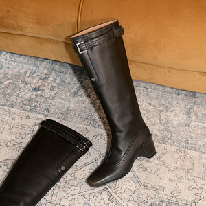 Bottines à talons hauts pointus imperméables antidérapantes durables de couleur unie en peau de mouton cristalline style 2025 pour femme tendance - Product Image 1