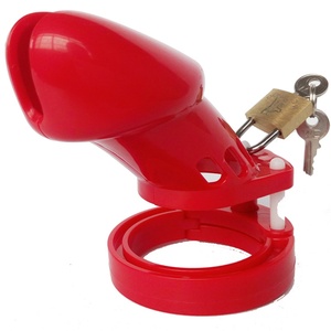 Jaula de Castidad Roja con Candado, Tamaño Grande, Dispositivo de Castidad Masculino de Plástico, Juguetes Sexuales para Adultos, Juegos Sexuales para Parejas, Coqueteo - Product Image 1