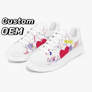 OEM customization MC luxury packaging brand high Version logo white handmade Thick-soled increase sneakers Picture Casual shoes