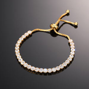 CAOSHI 4mm Round Square 5A Zircon Single Row Women <strong>Bracelets</strong> <strong>Silver</strong> Gold Plated <strong>Adjustable</strong> Zirconia Diamond CZ Tennis <strong>Bracelets</strong> - Product Image 4