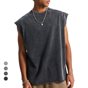 Cross-Border Batik Streetwear 2025 Summer Gilet vintage délavé sans manches pour hommes - Product Image 2