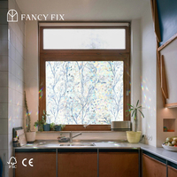 Fancyfix Modern bunga melati pelangi PVC, lapisan jendela ramah lingkungan statis melekat rumah privasi dekorasi lekat jendela