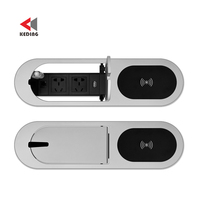 Tendance tirer vers le haut forme ovale table bureau bureau meubles prise électrique prise multiprise chargeur sans fil Charge rapide