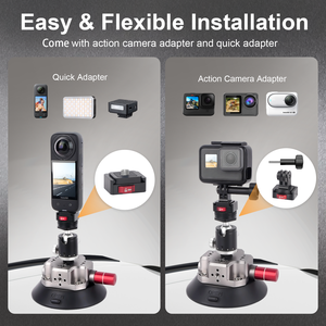 A doppia ventosa per auto con attacco per fotocamera Ultra stabile con sgancio rapido per Action Cam DSLR - Product Image 5