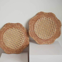 Sous-plat rond en rotin écologique, tressé à la main, pour la décoration de table à manger, de mariage et de cuisine