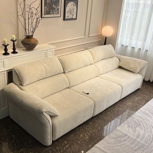 Cream Italian Minimalist <strong>Elephant</strong> Ear Fabric <strong>Sofa</strong> Electric Convertible <strong>Sofa</strong> Bed for Apartment and Small Space Living Room - Product Image 2