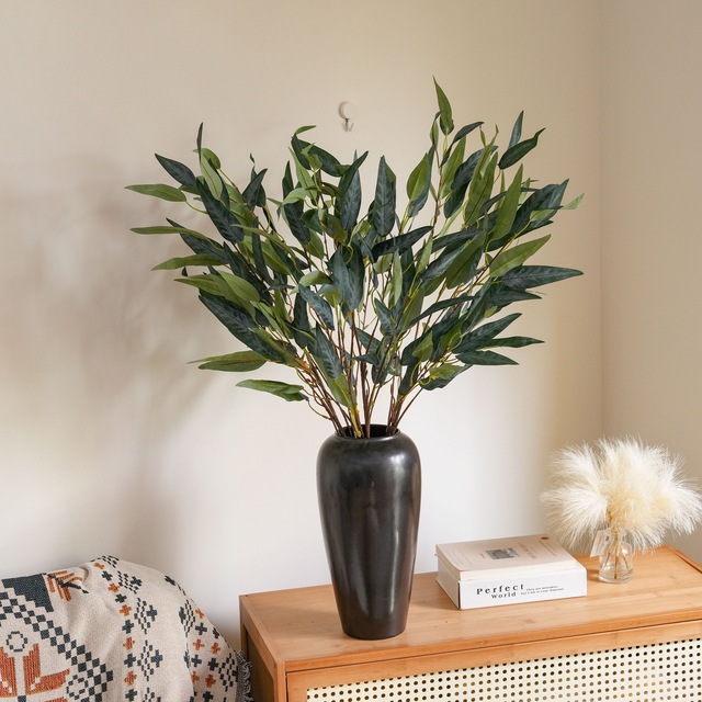 Artificial Eucalyptus Branch 33 Inch Tall Faux Eucalyptus Spray Realistic Greenery for Floor Vases Rustic Home Styling