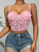 Nouveau Produit en Gros Bustier Floral Débardeur Crop Top Tendance et Sexy pour Femmes – Corset et Tenues Sexy pour Femmes