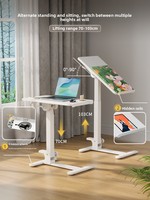 Table de chevet relevable pour ordinateur, bureau d'écriture mobile et pliable pour étudiant, extensible pour la maison, en MDF, réglable en hauteur pour chambre à coucher