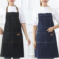 Tablier de coiffure professionnel en jean imperméable à l'eau de Javel grande taille tablier de coiffeur gilet avec poches pour hommes femme