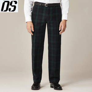 Pantalones y Trajes Personalizados para Hombre, Pantalón de Sarga Cepillada de Corte Recto en Negro, Verde y Tartán para Hombre - Product Image 1