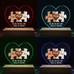 Creative <b>USB</b> Remote Switch Control LED <b>Night</b> <b>Light</b> Holder Beech Wood Base Rectangular Acrylic Middle Wooden Base Bedroom <b>Light</b> - Product Image 6