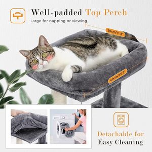 Jouet de luxe moderne pour animaux de compagnie Produit pour <span class=keywords><strong>chat</strong></span> Grand moderne Bois <span class=keywords><strong>Gris</strong></span> Multi-niveaux Poteau de tour pour <span class=keywords><strong>chat</strong></span> Bois Arbre à <span class=keywords><strong>chat</strong></span> - Product Image 3