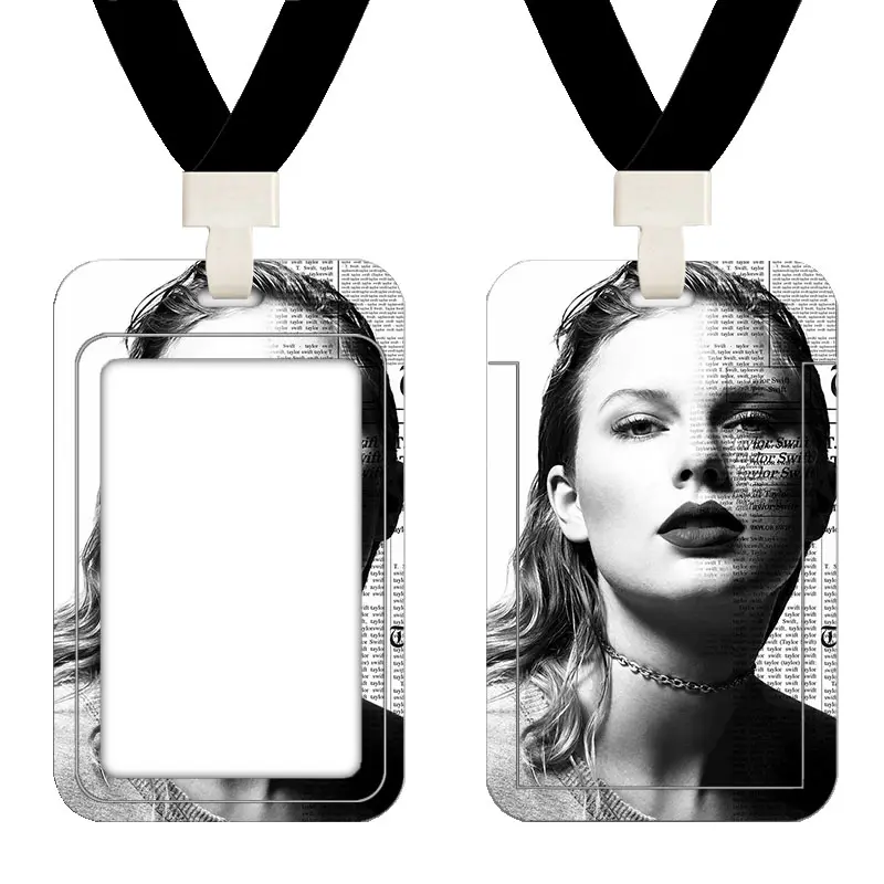 Pemegang kartu Lanyard plastik untuk siswa sekolah kustom Taylor Swift tempat kartu Id kredit kartu foto Bisnis