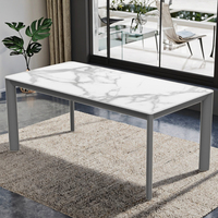 Usine chinoise vend des tables de salle à manger en céramique avec pieds en métal de luxe moderne sur mesure, plateau en verre trempé, 4 places