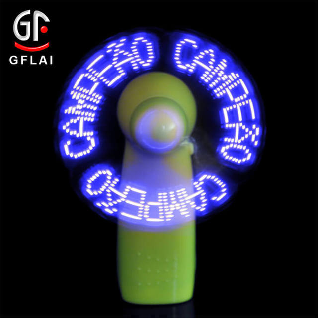 Wholesale Party Supplies Programmable LED Mini Light up Handheld Personal Fan Battery Powered for Events