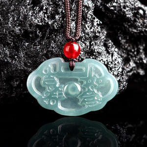 Colgante de Jade Natural Azul Agua con Símbolo Ruyi de Larga Vida, Joyería para Mujer, Estilo Chino, con Certificado de Tasación HJ97 - Product Image 3