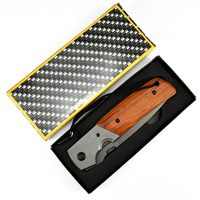 Couteau de poche tactique pliable en acier 440c OEM en gros avec manche en bois, portable EDC pour le camping et la chasse