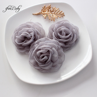 Patch Fleur Organza 3D Style Vintage Organza Signé à la Mode 7-8cm Brûler Tissu Cheveux Fleurs