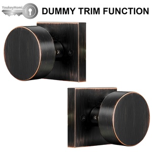 YoukeyHomi vente chaude entrée d'entrée toutes fonctions à clé Passage de confidentialité factice bouton de porte carré poignée serrure Bronze huilé - Product Image 6