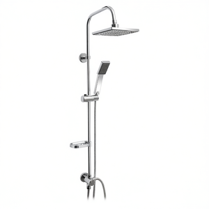 Columna de ducha Tempi cromada de 98 cm de altura con ducha de mano y cabezal de lluvia para uso en el baño - Product Image 3