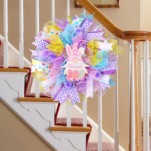 พวงหรีดกระต่าย<span class=keywords><strong>แคระ</strong></span>สำหรับเทศกาลอีสเตอร์ ทำจากพลาสติก โพลีเอสเตอร์ ผ้า การ์ด สำหรับแขวนประตู ตกแต่งวันหยุด ครอบครัว วงแหวน<span class=keywords><strong>หวาย</strong></span>ตาข่าย ต้อนรับแขก - Product Image 2