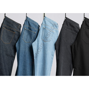 Jeans décontractés pour hommes, taille mi-haute, en denim doux uni, lavage moyen, coupe boutonnée, vente en gros OEM, faible MOQ, design personnalisé, automne, hiver, été - Product Image 4