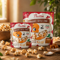 Attractieve, schapklare opstaande verpakking voor popcorn, chips en crackers voor de detailhandel.