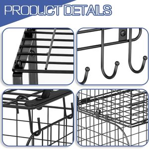 Heavy-Duty Garage Wall <strong>Shelving</strong> with Wire Baskets and Hooks Wall-Mounted <strong>Garden</strong> Tool Storage Home Organization Storage Racks - Product Image 3